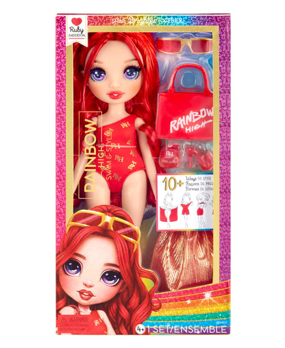 Rainbow High 11" Swim and Style Fashion Doll - Ruby with Red Curls