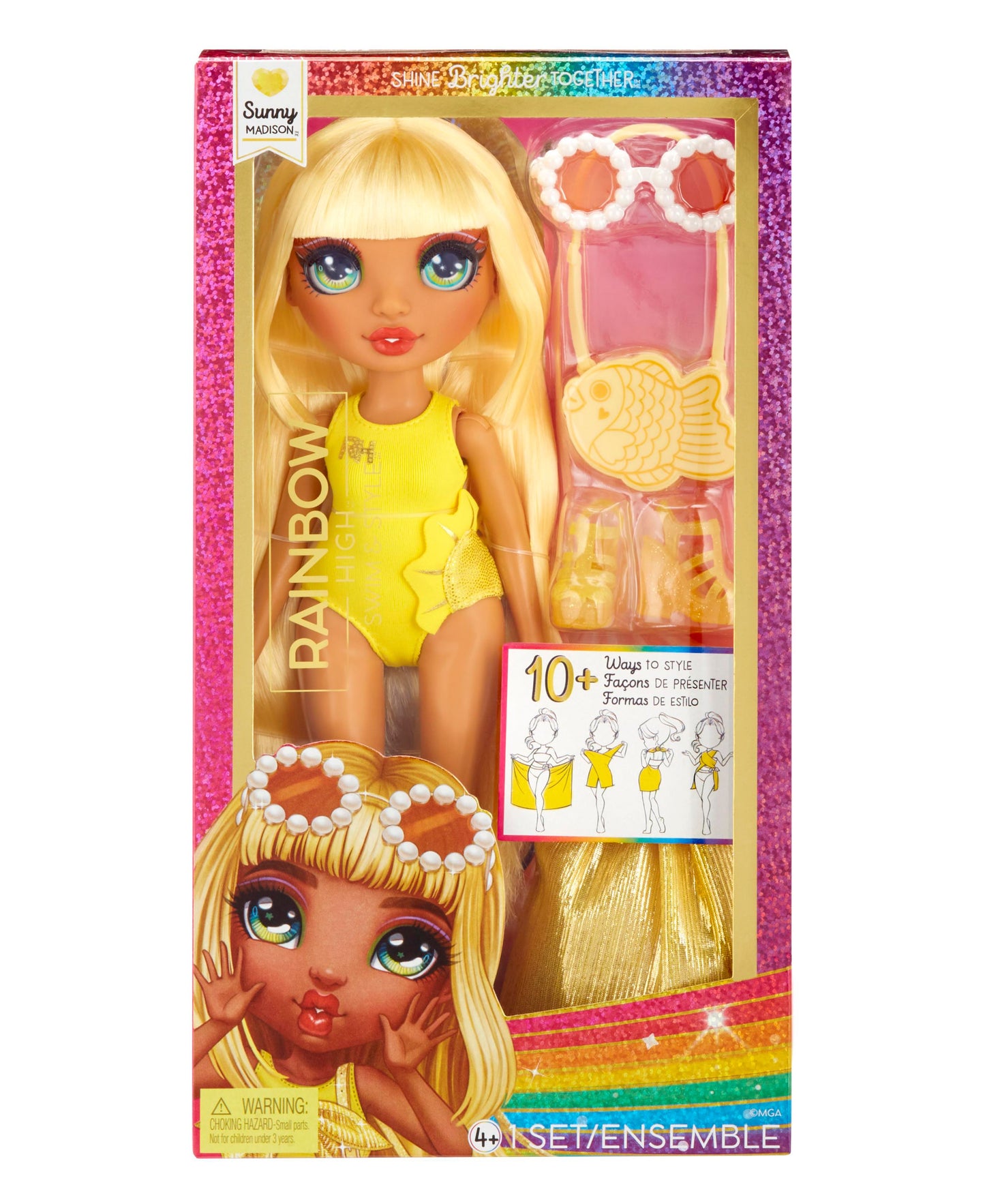 Rainbow High Swim and Style Fashion Doll - Sunny with Versatile Accessories