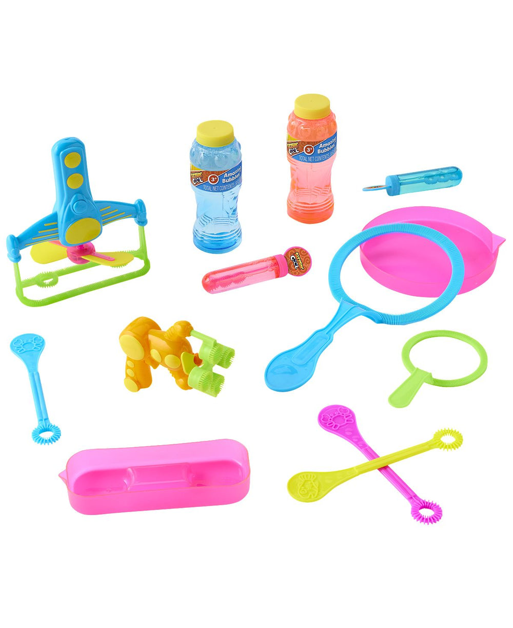 Sizzlin Cool 13-Piece Bubble Play Set with Light-Up Blower and Giant Wands