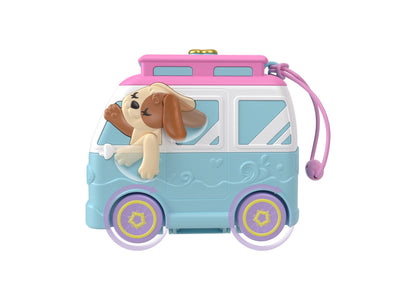 Polly Pocket Seaside Puppy Ride Playset with Micro Dolls and Accessories