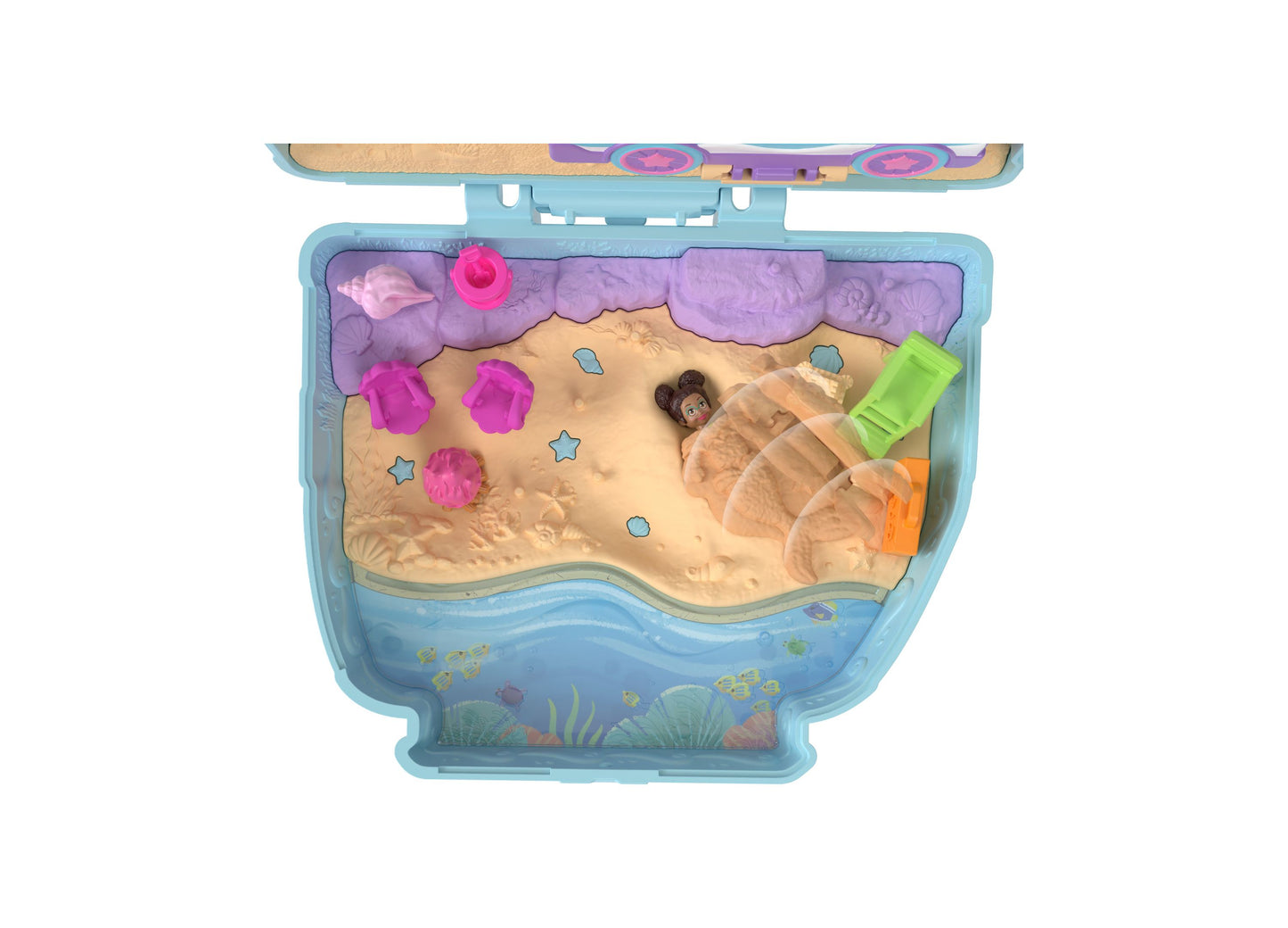 Polly Pocket Seaside Puppy Ride Playset with Micro Dolls and Accessories