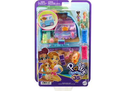 Polly Pocket Seaside Puppy Ride Playset with Micro Dolls and Accessories