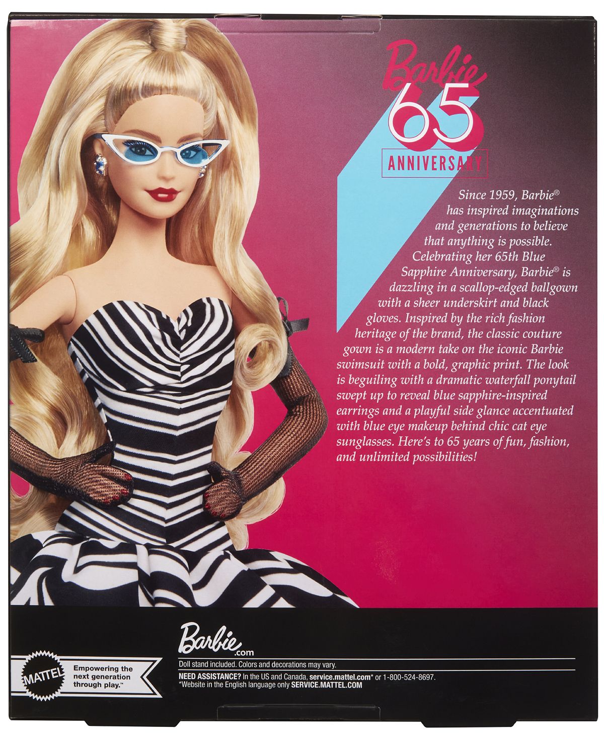 Barbie Signature 65th Anniversary 11" Black and White Gown Collectible Doll