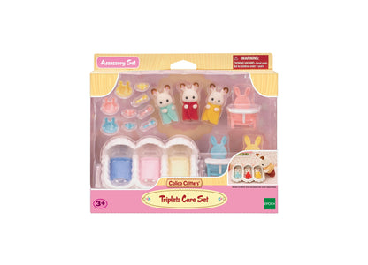 Calico Critters Triplets Care Set with Rocking Cradle and Feeding Accessories