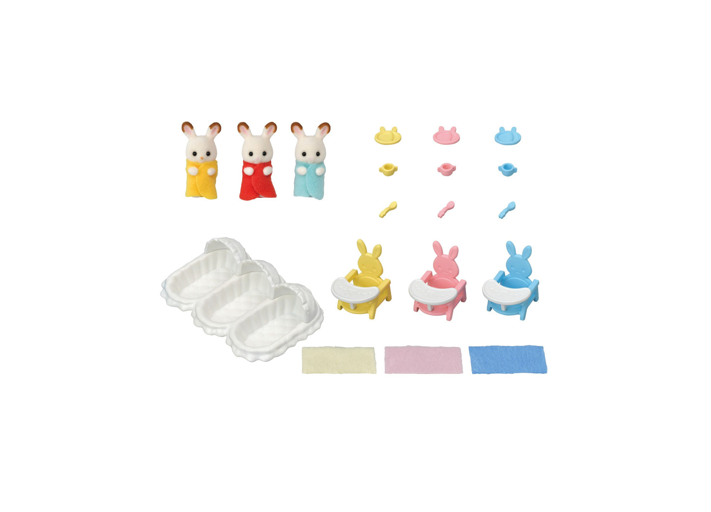 Calico Critters Triplets Care Set with Rocking Cradle and Feeding Accessories