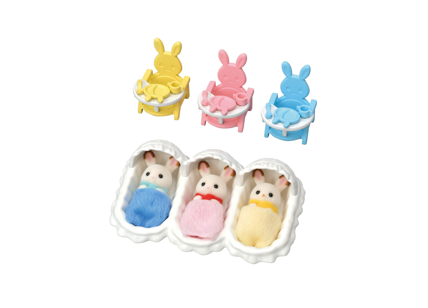 Calico Critters Triplets Care Set with Rocking Cradle and Feeding Accessories