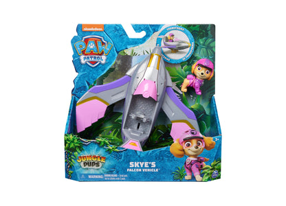 Paw Patrol Jungle Pups, Skye Falcon Vehicle, Toy Jet with Collectible Action Figure