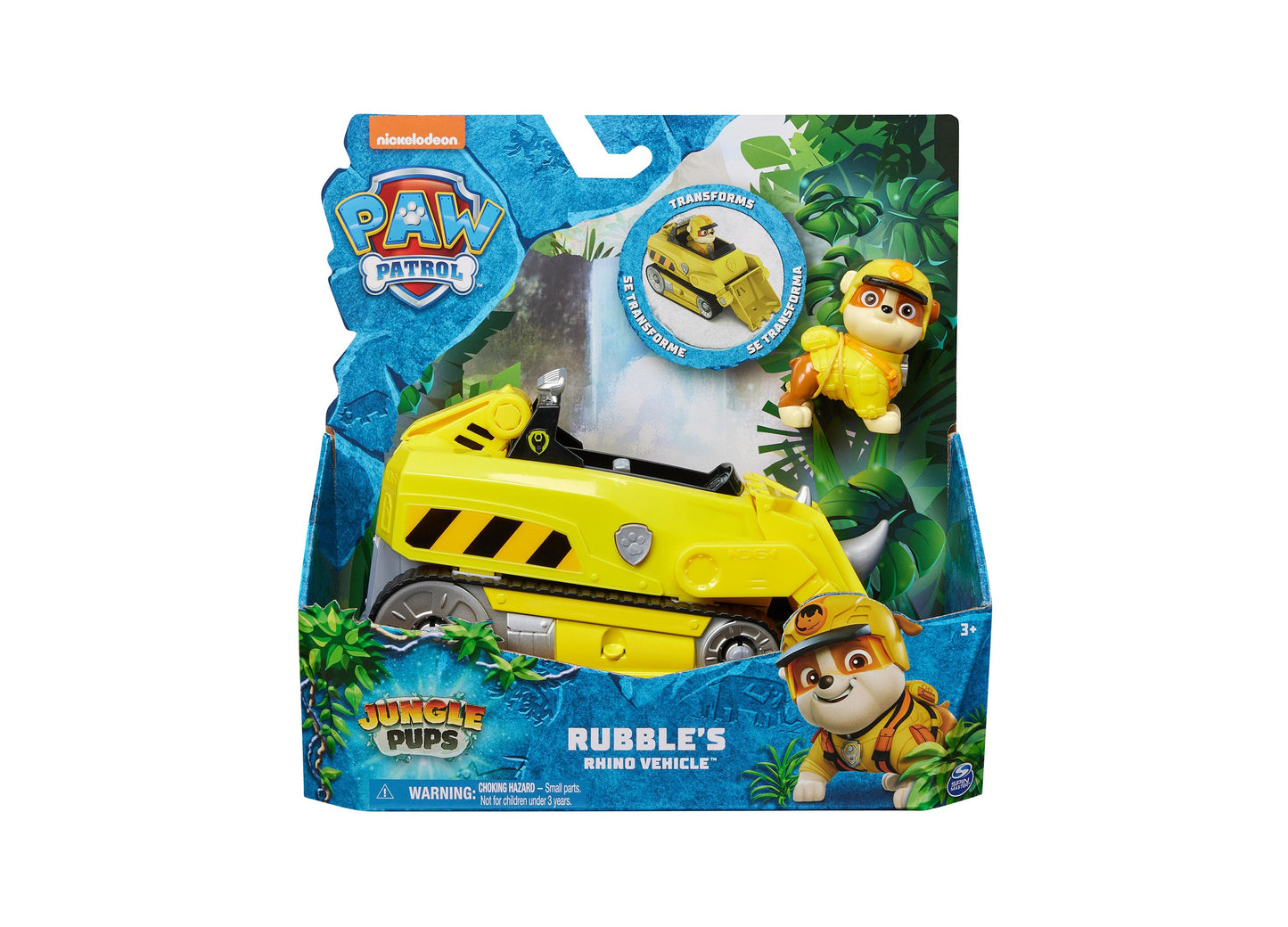 Paw Patrol Jungle Pups, Rubble Rhino Vehicle, Toy Truck with Collectible Action Figure