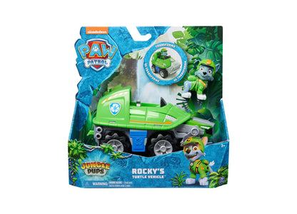 Paw Patrol Jungle Pups, Rocky Snapping Turtle Vehicle, Toy Truck with Collectible Action Figure