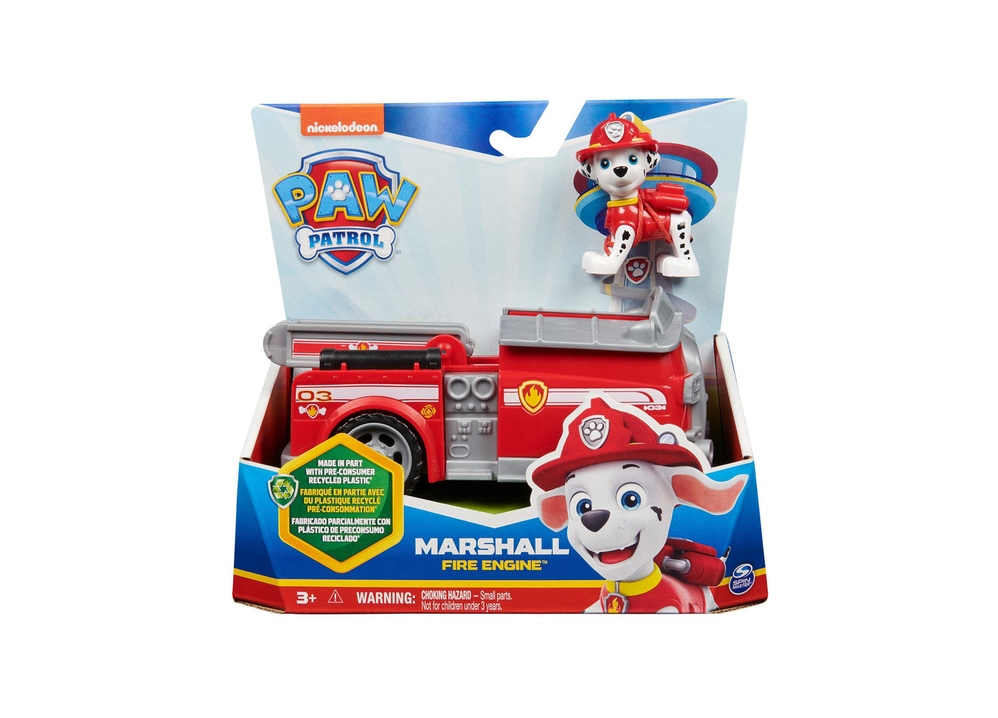 Paw Patrol, Marshall's Firetruck, Toy Truck with Collectible Action Figure, Minded Kids Toys for Boys Girls Ages 3 and Up