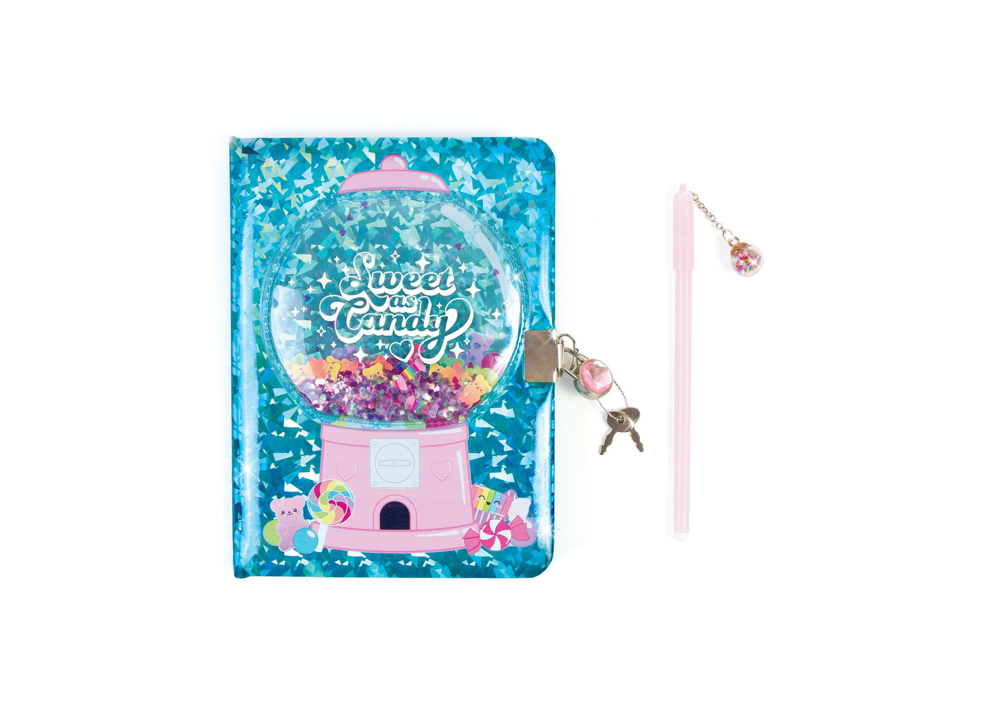 3C4G Bubble Gum Glitter Locking Journal with Pen - Pink