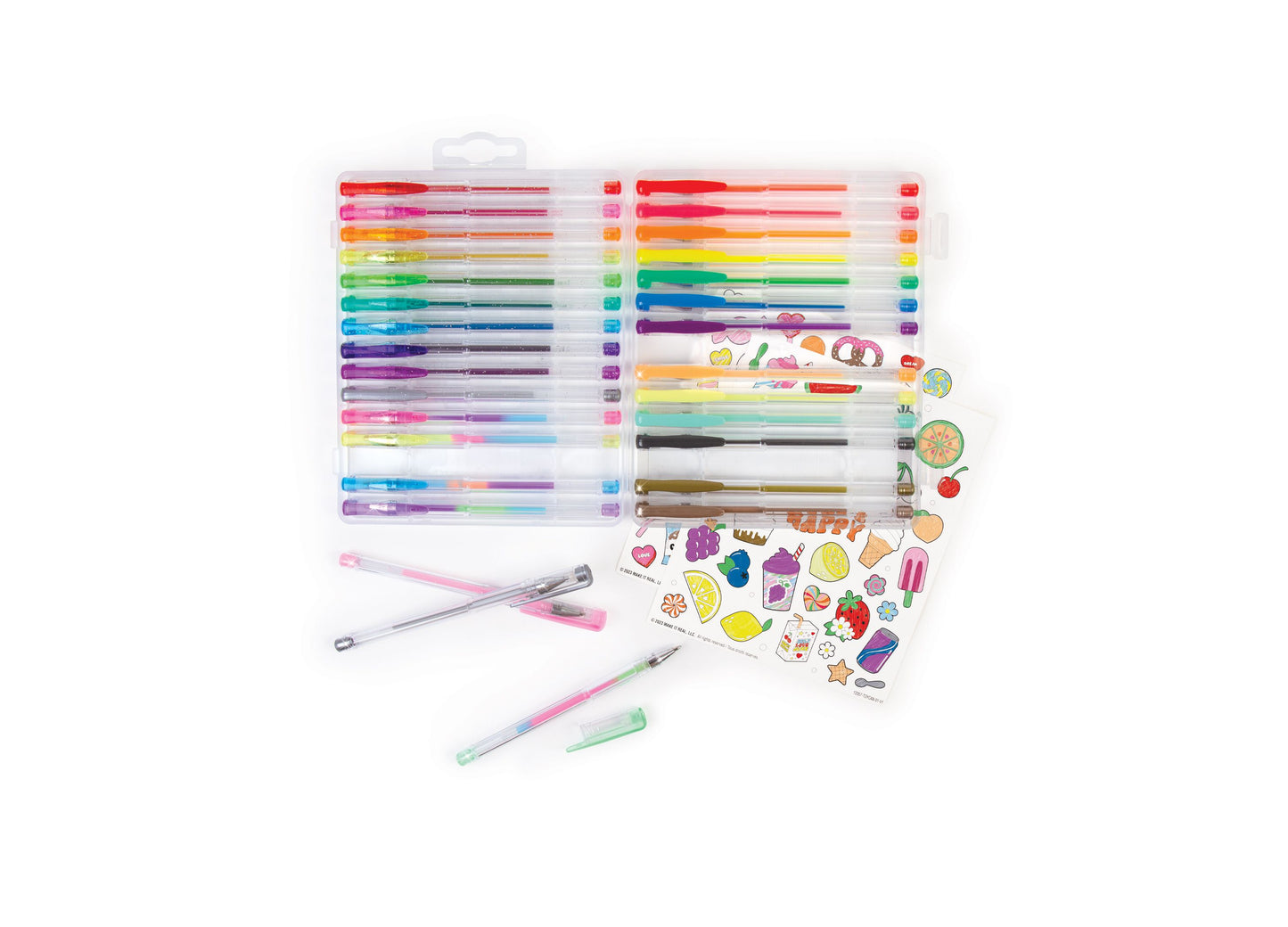 3C4G Vibrant Scented Gel Pens Kit with Snack-Themed Sticker Sheets, 30 Count - Assorted Colors