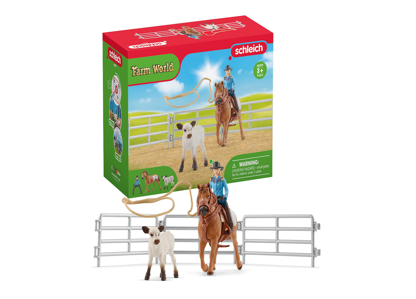 Schleich Farm World Cowgirl Team Roping Rodeo Playset