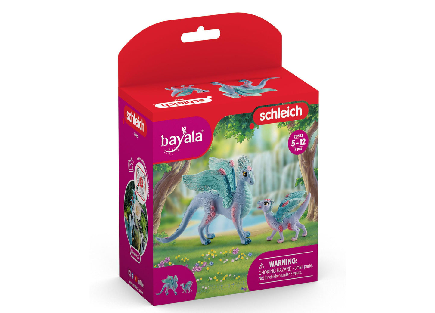 Schleich Bayala 7.1 inch Blossom Dragon Mother & Child - Magical Figurine