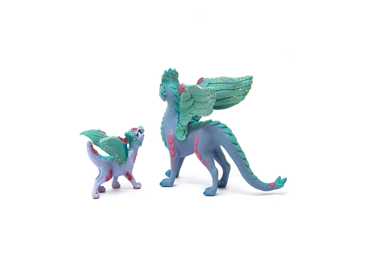 Schleich Bayala 7.1 inch Blossom Dragon Mother & Child - Magical Figurine