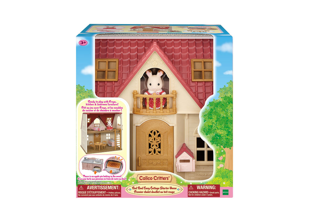 Calico Critters Red Roof Cozy Cottage Dollhouse Playset with Figure and Accessories