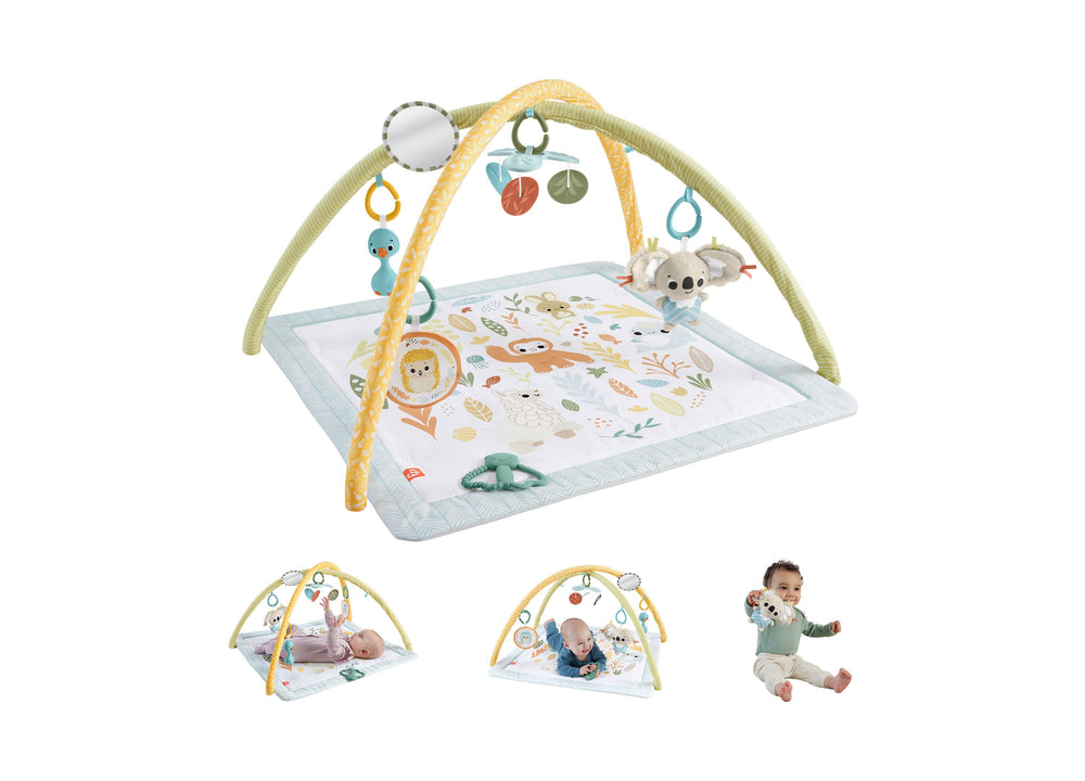 Fisher-Price Simply Senses Newborn Gym Baby Activity Mat with 6 Sensory Toys