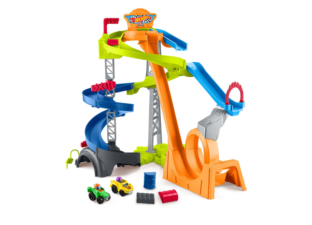 Little People Hot Wheels Spiral Stunt Speedway Toddler Race Track Playset