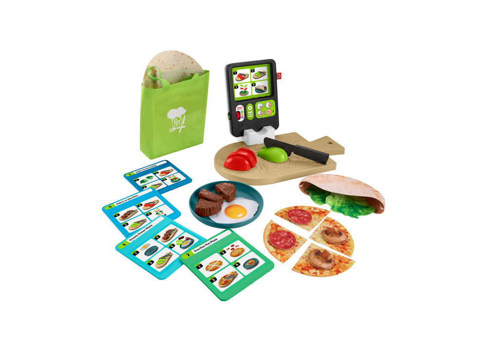 Fisher-Price Laugh Learn 123 Follow the Recipe Meal Kit Preschool Pretend Playset, 30 Pieces