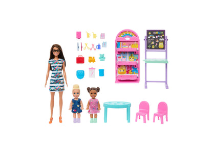 Barbie I Love School Classroom Playset with 1 Fashion Doll, 2 Small Dolls 20+ Accessories