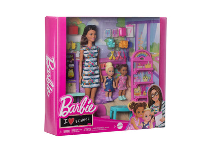 Barbie I Love School Classroom Playset with 1 Fashion Doll, 2 Small Dolls 20+ Accessories