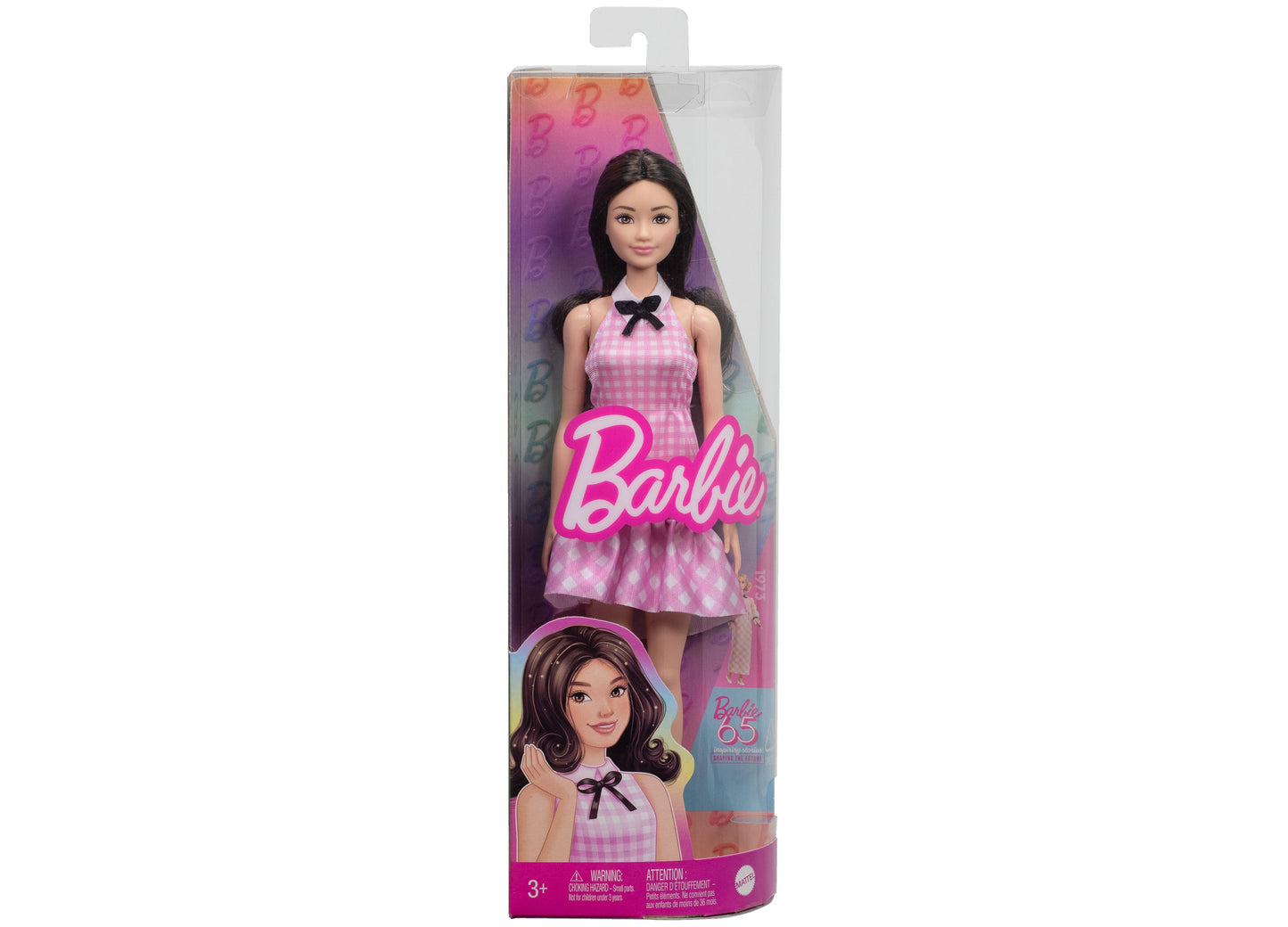 Barbie Fashionistas 65th Anniversary Doll 224 with Black Hair, Pink Gingham Dress Accessories