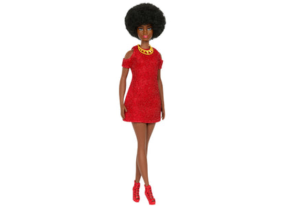 Barbie Fashionistas 65th Anniversary Doll 221 with Natural Black Hair, Red Dress Accessories