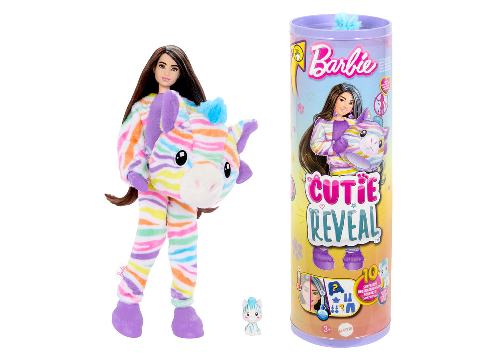 Barbie Cutie Reveal Zebra Doll Accessories, Color Dream Series with 10 Surprises