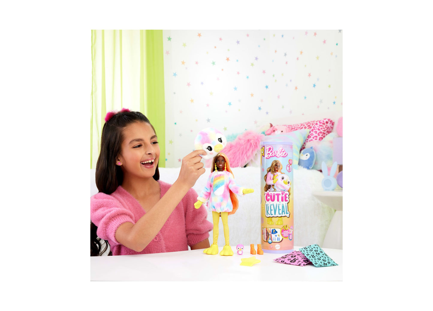 Barbie Cutie Reveal Penguin Doll Accessories, Color Dream Series with 10 Surprises