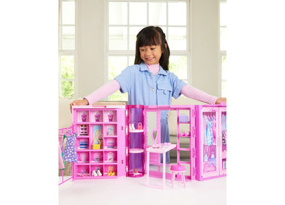 Barbie Dream Closet Toy Playset with Fashion Doll, Clothes, Accessories, 3-ft-Wide with 25+ Pieces