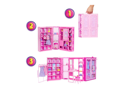 Barbie Dream Closet Toy Playset with Fashion Doll, Clothes, Accessories, 3-ft-Wide with 25+ Pieces