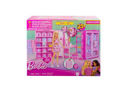 Barbie Dream Closet Toy Playset with Fashion Doll, Clothes, Accessories, 3-ft-Wide with 25+ Pieces