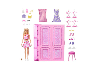 Barbie Dream Closet Toy Playset with Fashion Doll, Clothes, Accessories, 3-ft-Wide with 25+ Pieces