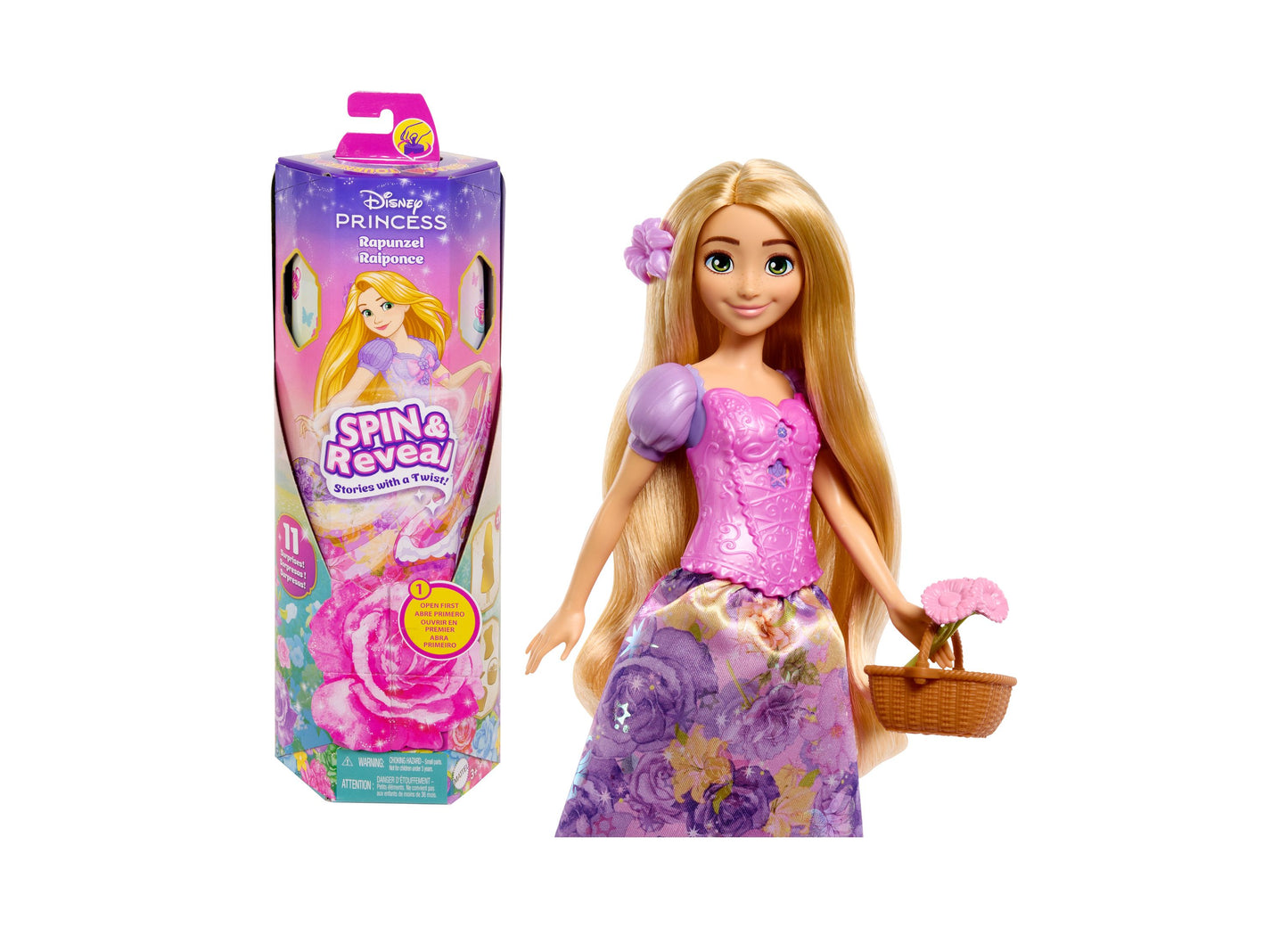 Disney Princess Spin Reveal Rapunzel Fashion Doll with 11 Surprises