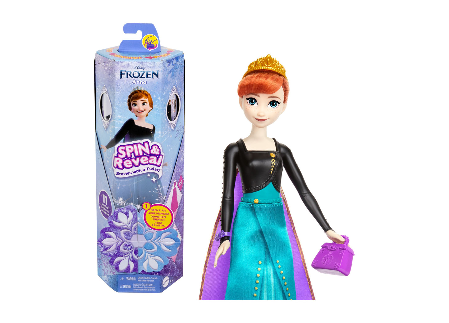 Disney Frozen Spin Reveal Anna Fashion Doll - 11 Interactive Surprises