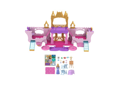 Disney Princess Carriage to Castle Playset with Aurora Small Doll, & 4 Figures