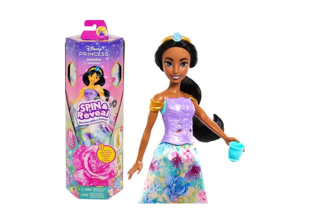 Disney Princess Spin Reveal Jasmine Fashion Doll Accessories with 11 Surprises