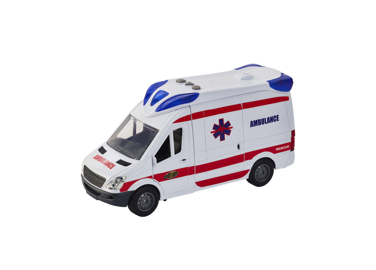 Fast Lane Friction-Powered Ambulance with Light & Sound Effects