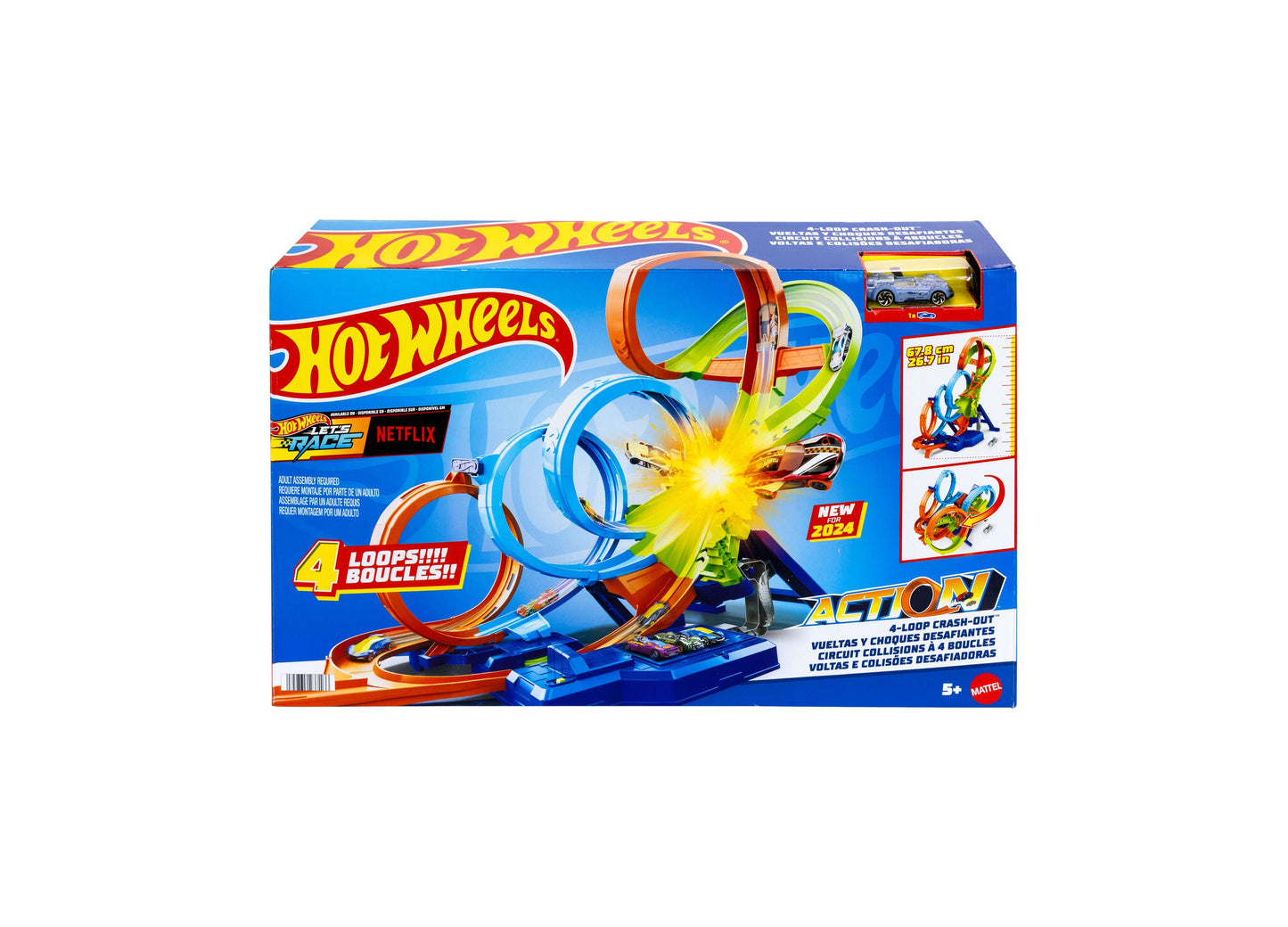 Hot Wheels Action 4-Loop Crash Out Track Toy Car