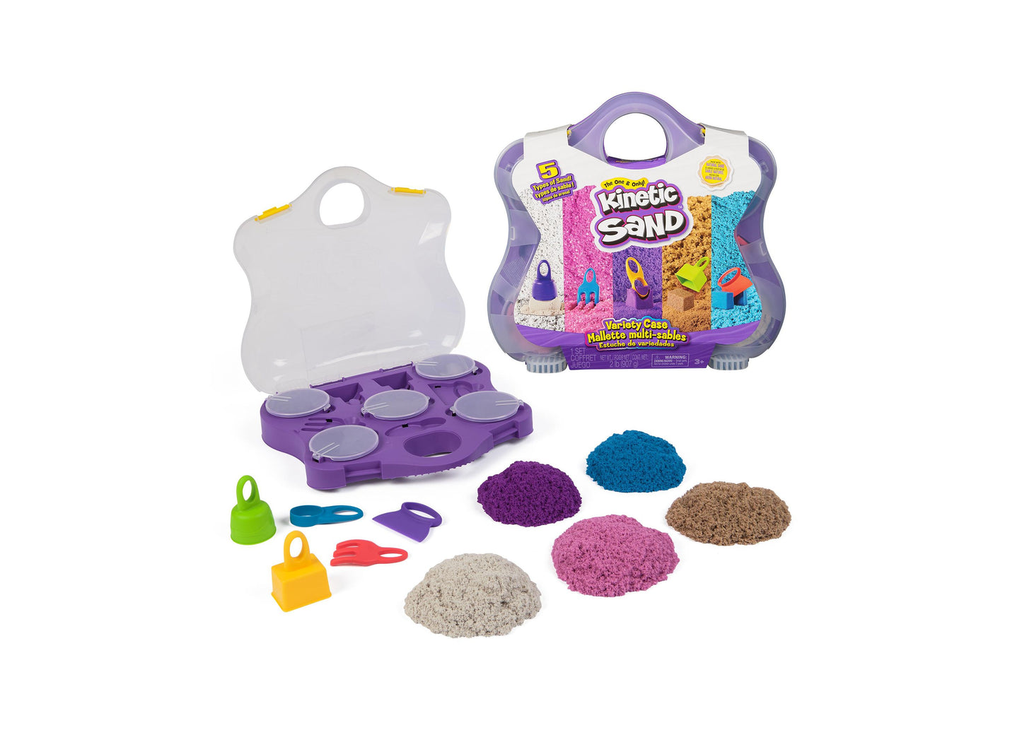 Kinetic Sand - Variety Case with Beach Sensory Toys - Colorful Play Series