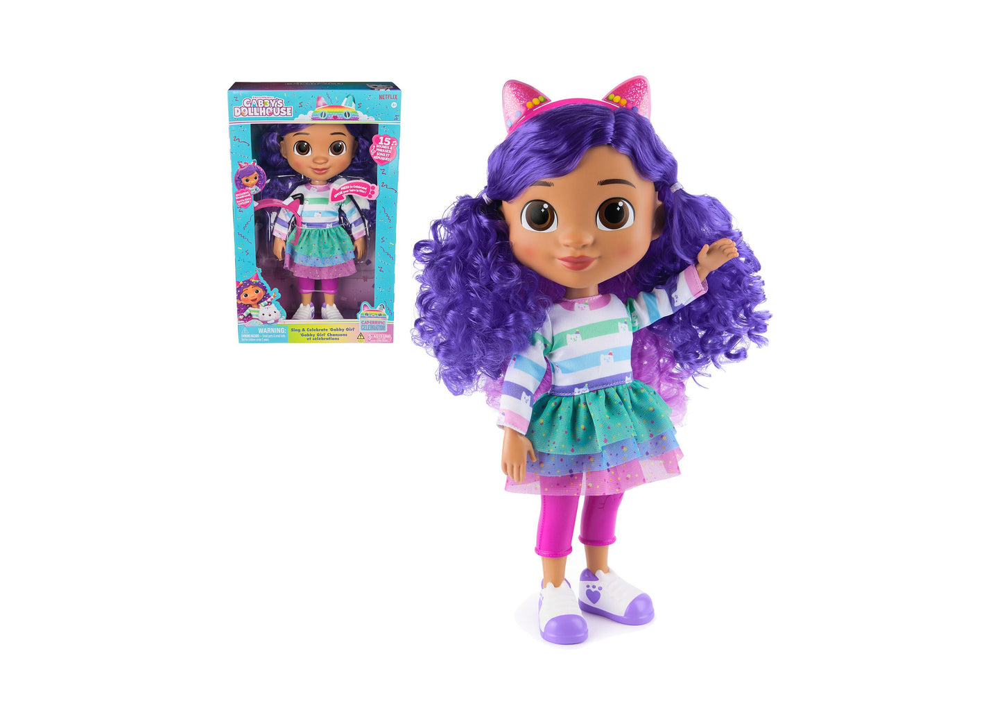 Gabby's Dollhouse 13-Inch Sing & Celebrate Gabby Doll - Celebration Outfit