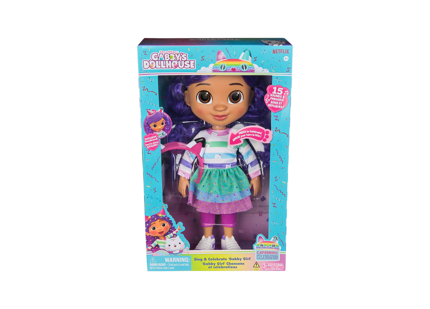 Gabby's Dollhouse 13-Inch Sing & Celebrate Gabby Doll - Celebration Outfit