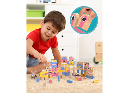 Geoffrey's Toy Box Make A Monster 100-Piece Solid Wood Block Set