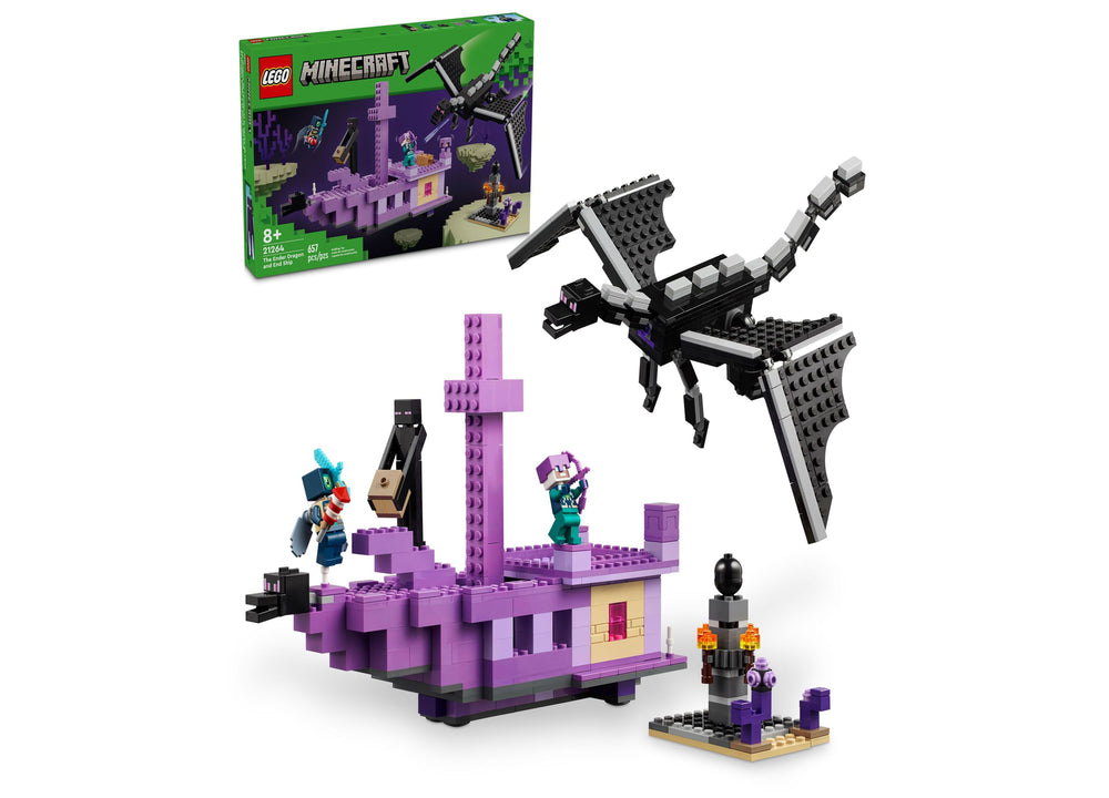 LEGO® Minecraft The Ender Dragon and End Ship Video Game Toy 21264, 657 Pieces