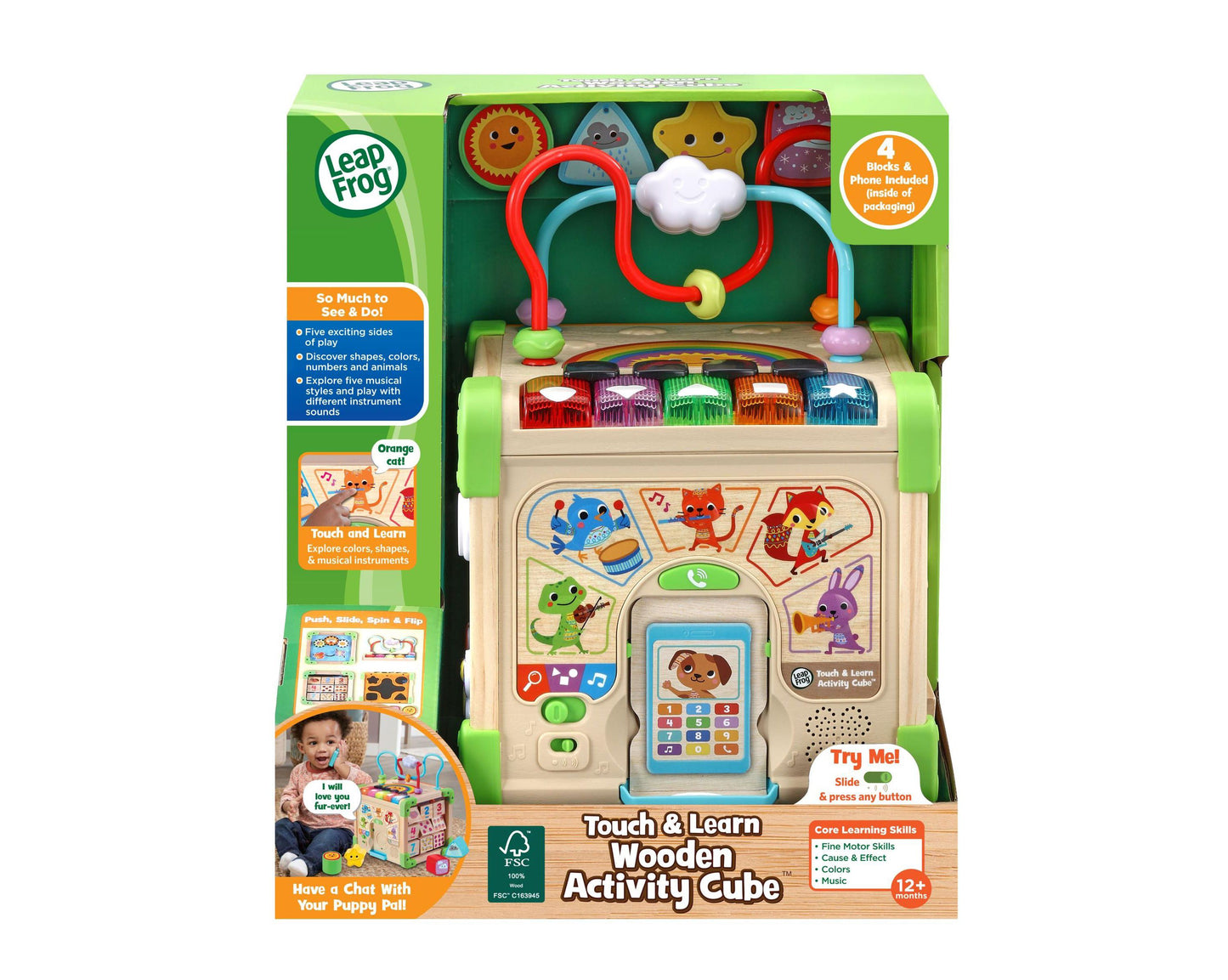 TCHLRN Wooden Activity Cube - Multifunctional Educational Toy