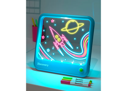 Discovery Kids Neon Glow Light-Up Art Board with Multi-Color LED