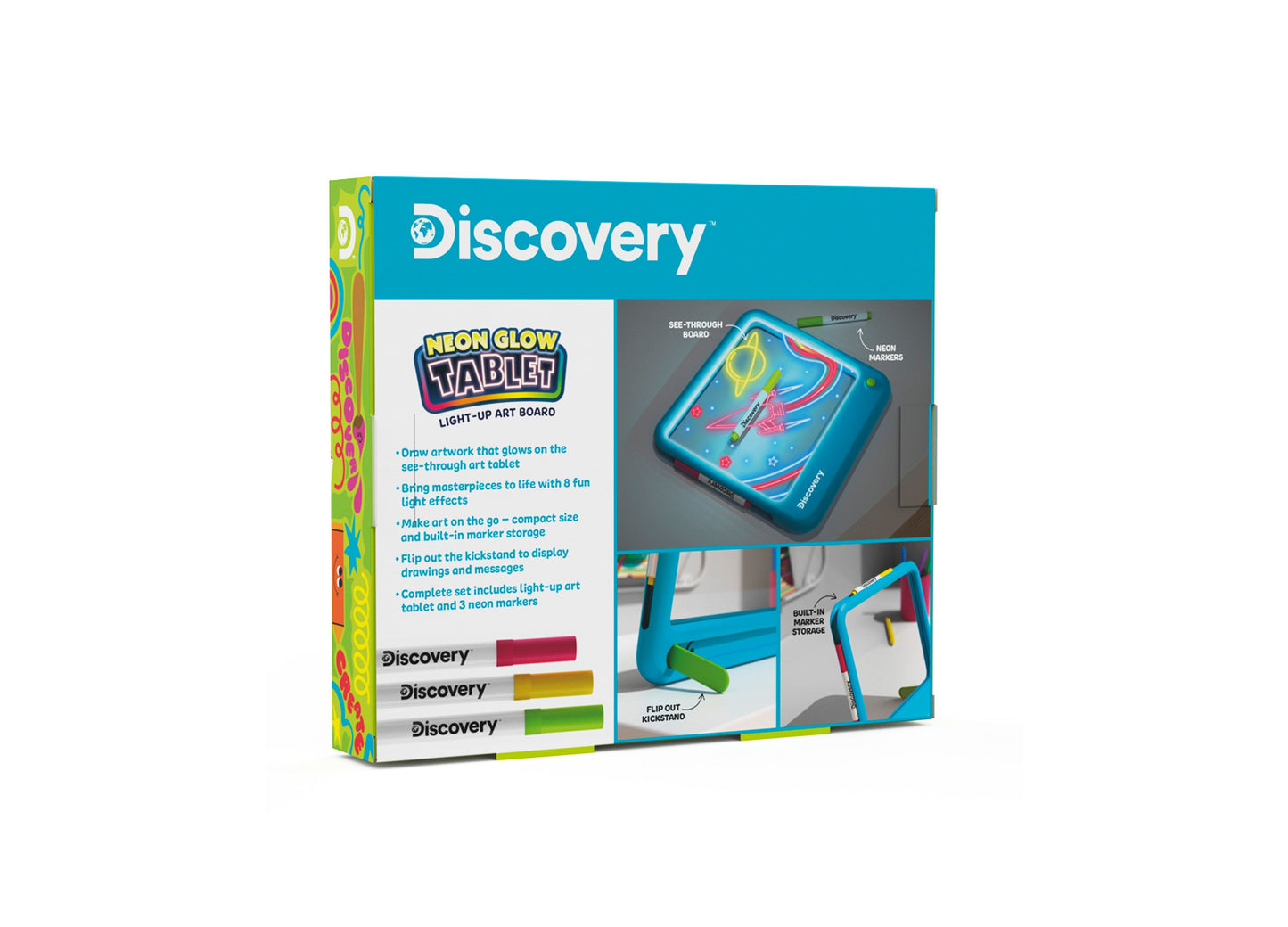 Discovery Kids Neon Glow Light-Up Art Board with Multi-Color LED