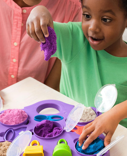 Kinetic Sand - Variety Case with Beach Sensory Toys - Colorful Play Series