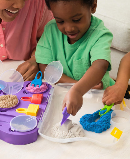 Kinetic Sand - Variety Case with Beach Sensory Toys - Colorful Play Series