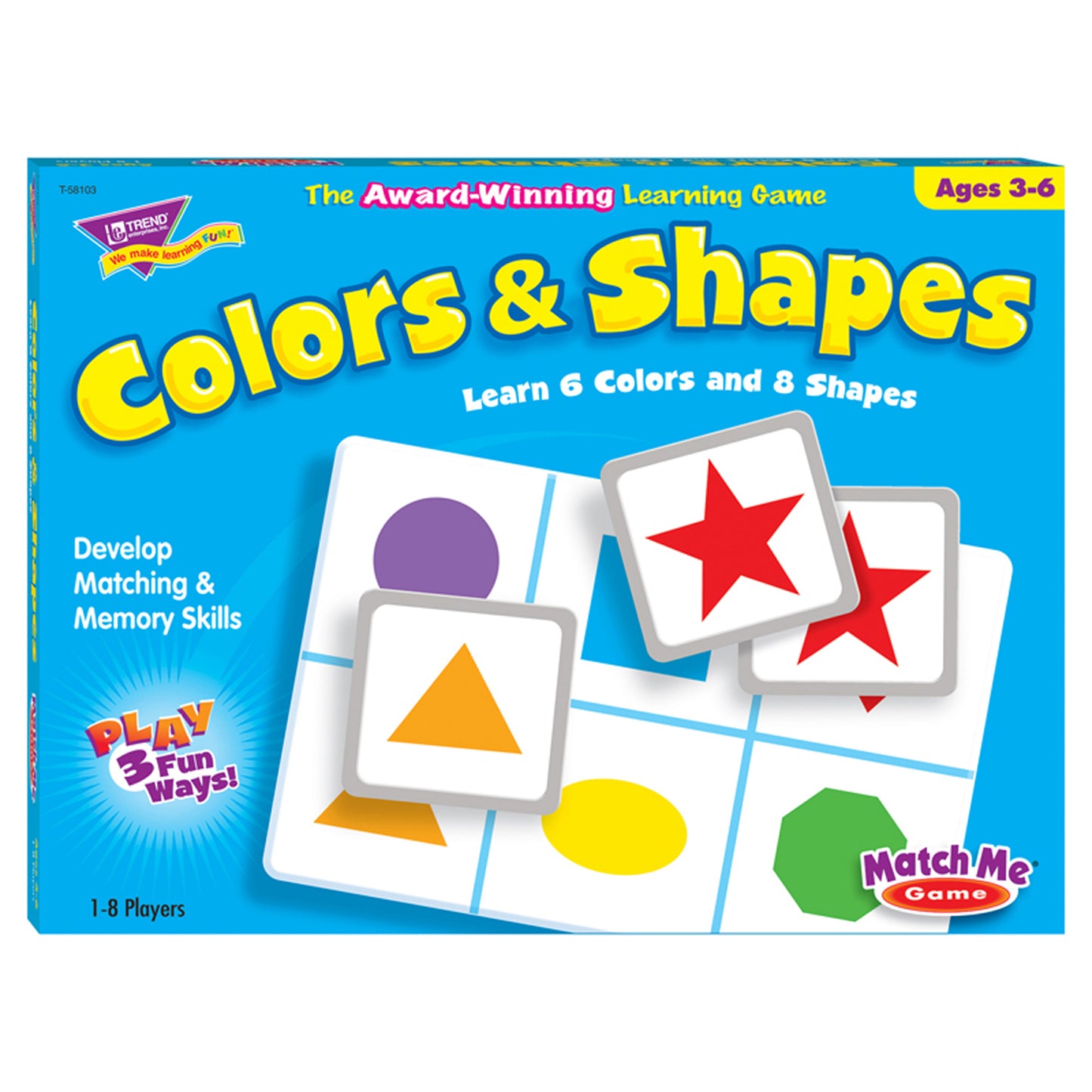 TREND Colors & Shapes Match Me Games - Educational Memory Board Game